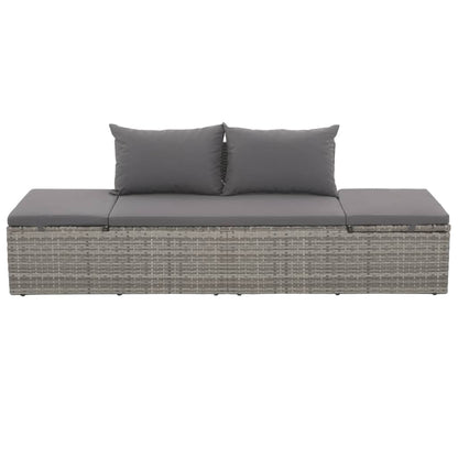 Lettino da Giardino Grigio 195x60 cm in Polyrattan - homemem39