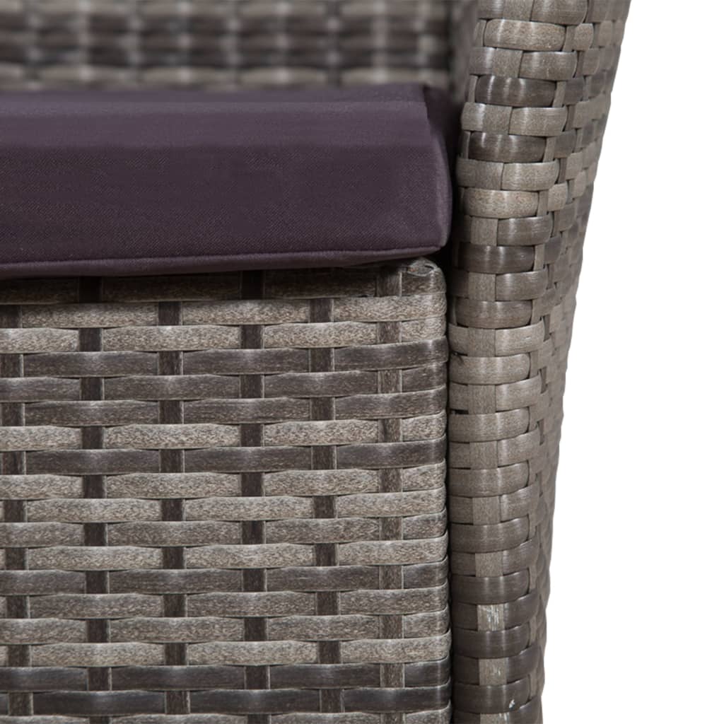 Set da Pranzo da Giardino 9 pz con Cuscini in Polyrattan Grigio - homemem39