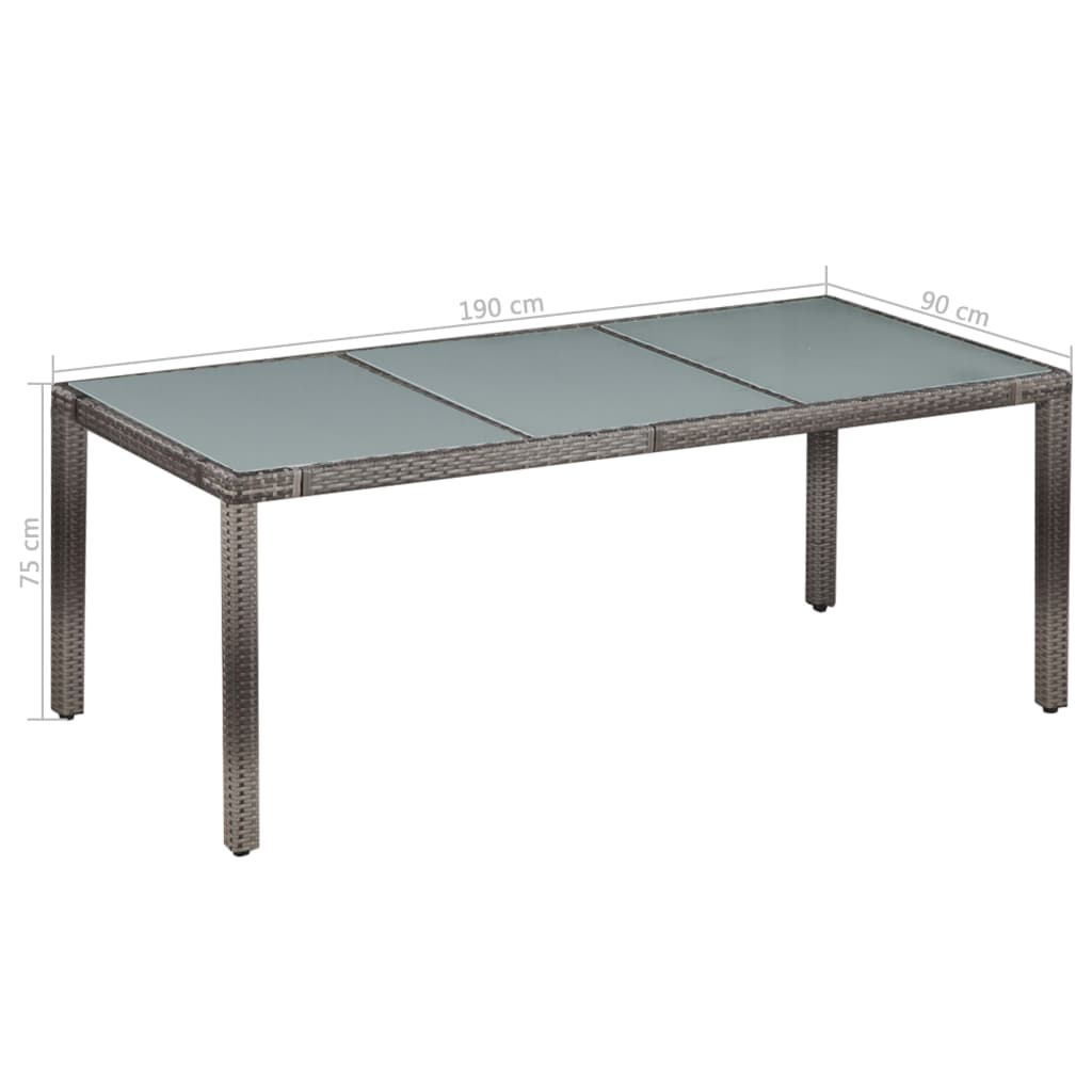 Set da Pranzo da Giardino 9 pz con Cuscini in Polyrattan Grigio - homemem39