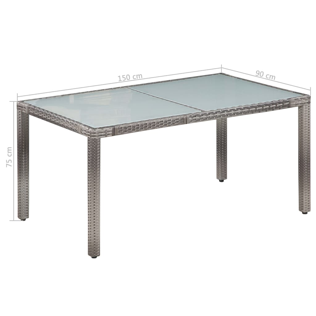 Set da Pranzo per Esterni 7 pz con Cuscini in Polyrattan Grigio - homemem39