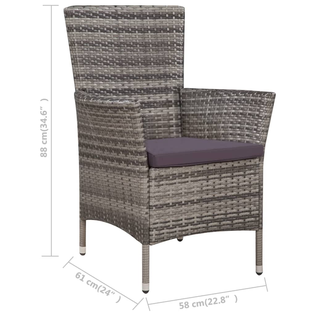 Set da Pranzo da Giardino 5 pz con Cuscini in Polyrattan Grigio - homemem39