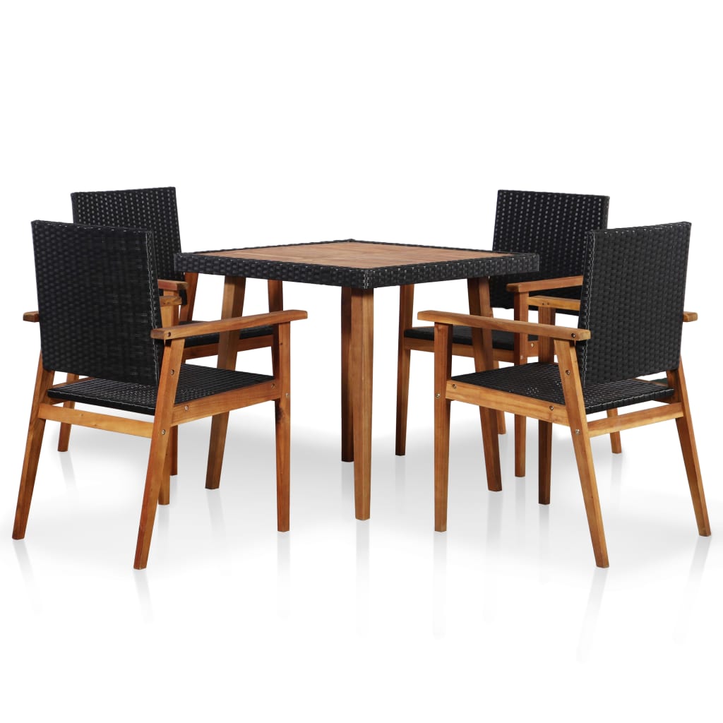 Set da Pranzo da Giardino 5 pz in Polyrattan Nero e Marrone - homemem39