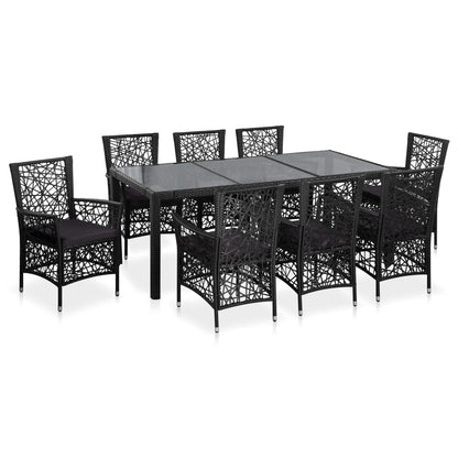 Set da Pranzo da Giardino 9 pz in Polyrattan Nero - homemem39