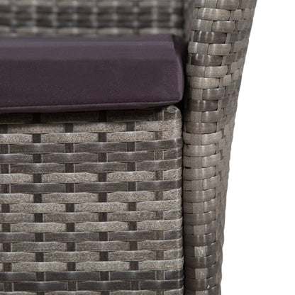 Sedia da Esterno con Sgabello e Cuscini in Polyrattan Grigio - homemem39