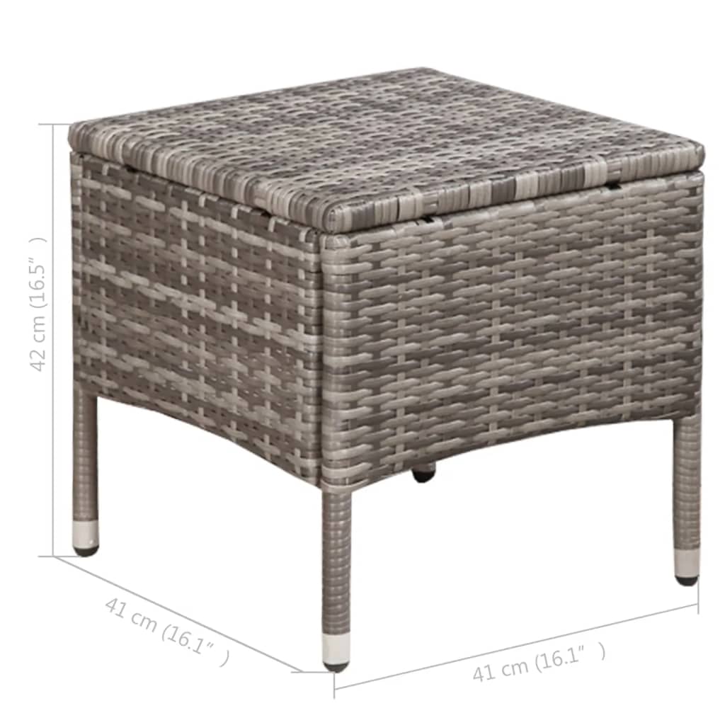 Sedia da Esterno con Sgabello e Cuscini in Polyrattan Grigio - homemem39