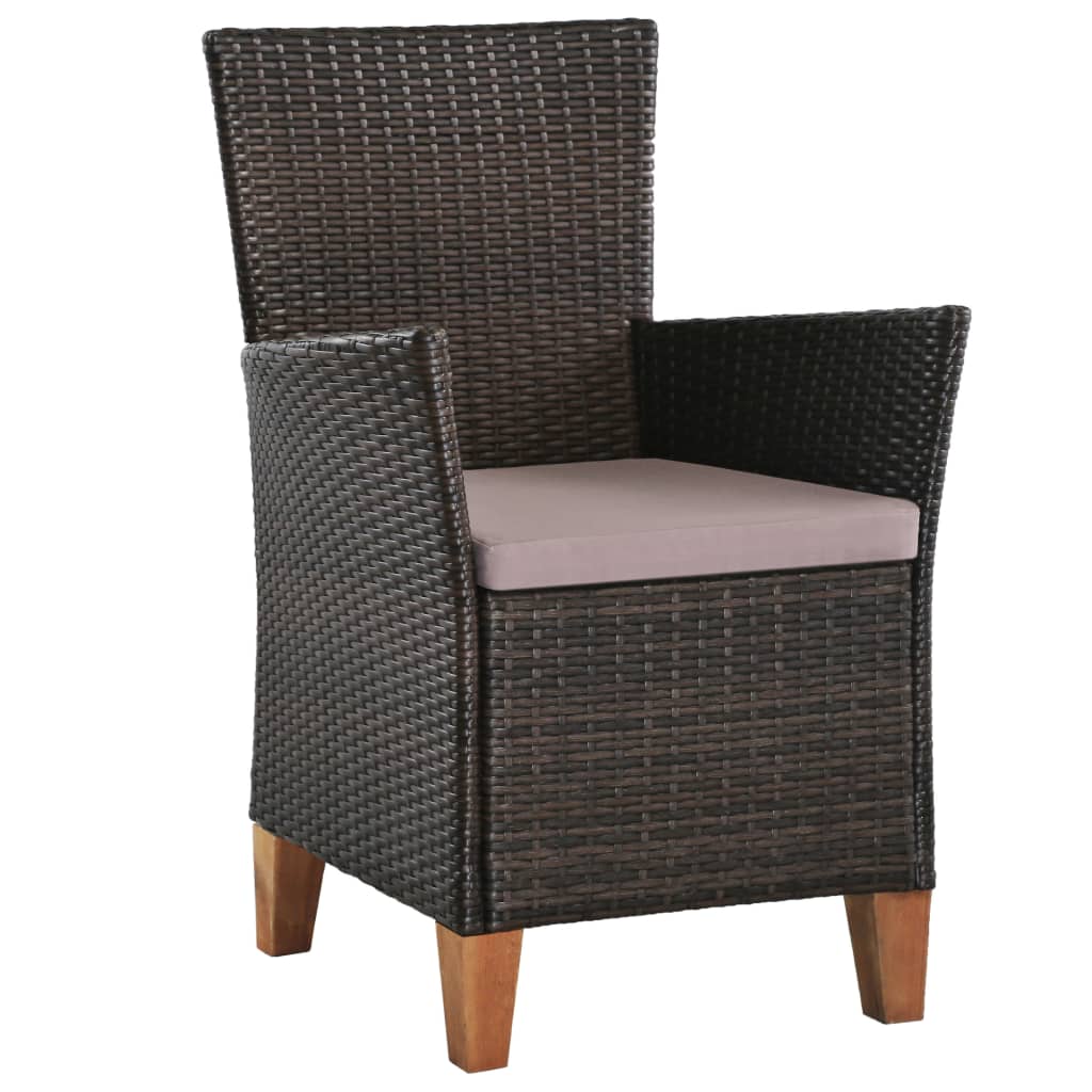 Sedie da Esterno con Cuscini 2 pz in Polyrattan Marrone - homemem39