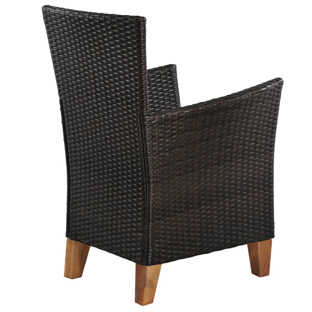 Sedie da Esterno con Cuscini 2 pz in Polyrattan Marrone - homemem39