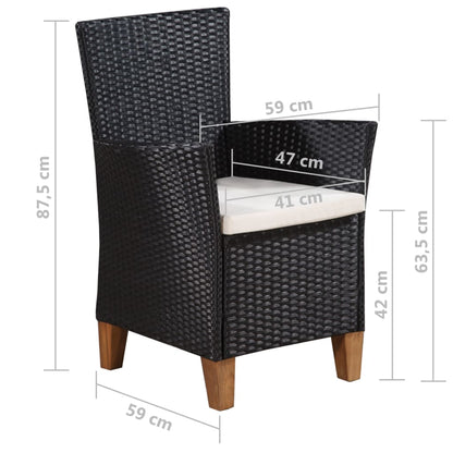 Set da Pranzo da Giardino 7 pz in Polyrattan Nero e Marrone - homemem39