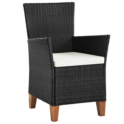 Sedie da Esterno con Cuscini in Polyrattan Nero - homemem39