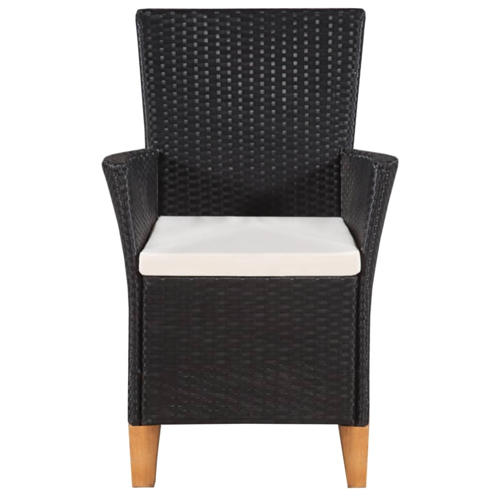 Sedie da Esterno con Cuscini in Polyrattan Nero - homemem39