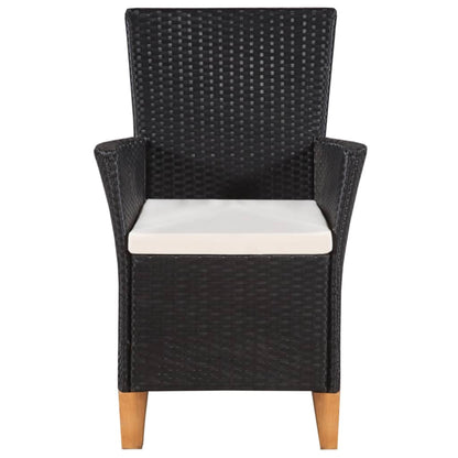 Sedie da Esterno con Cuscini in Polyrattan Nero - homemem39