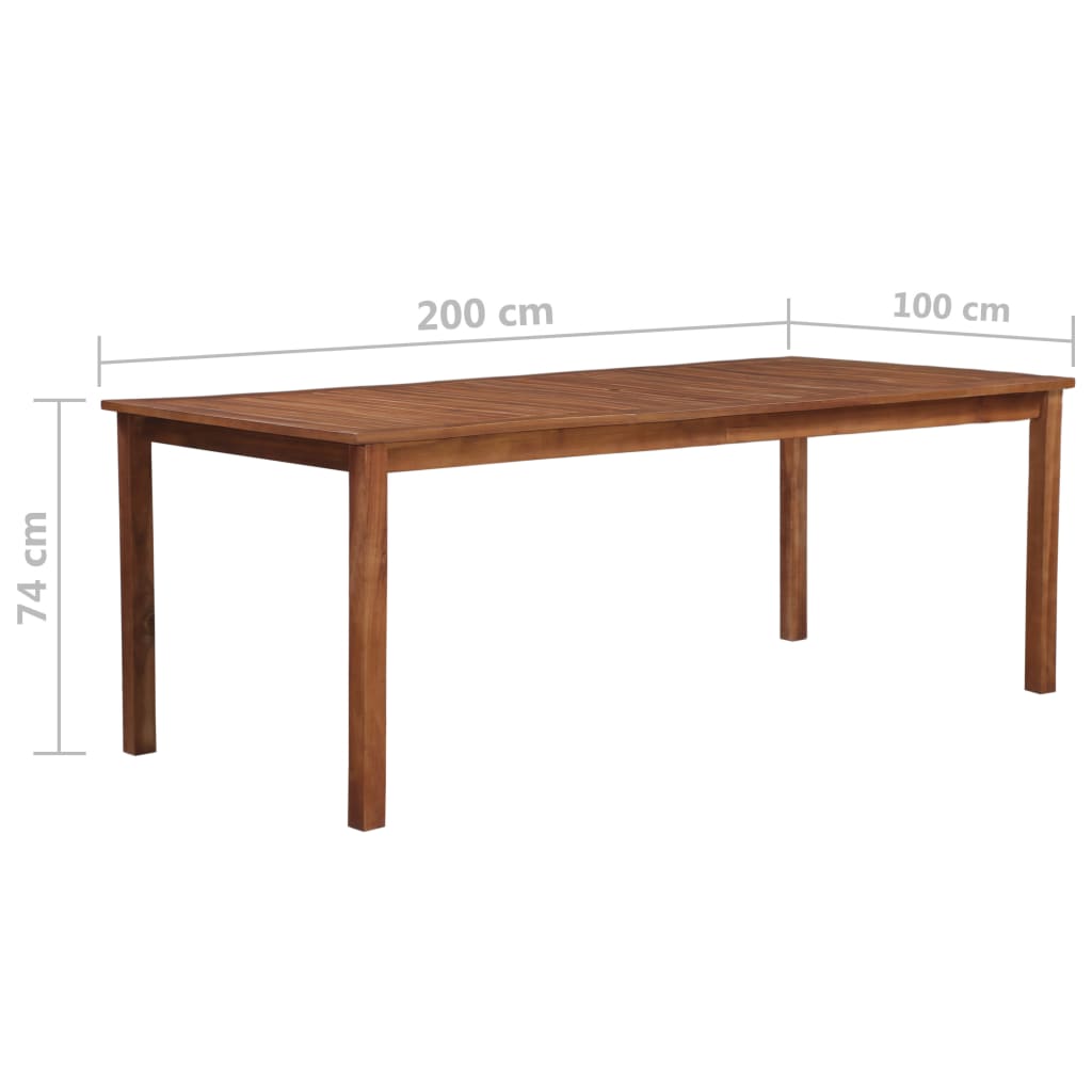 Tavolo da Giardino 200x100x74 cm in Legno Massello di Acacia - homemem39