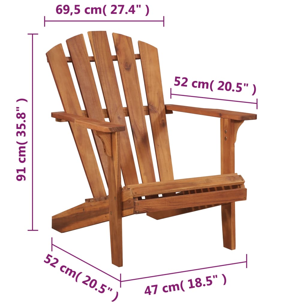 Sedia da Giardino Adirondack in Legno Massello di Acacia - homemem39