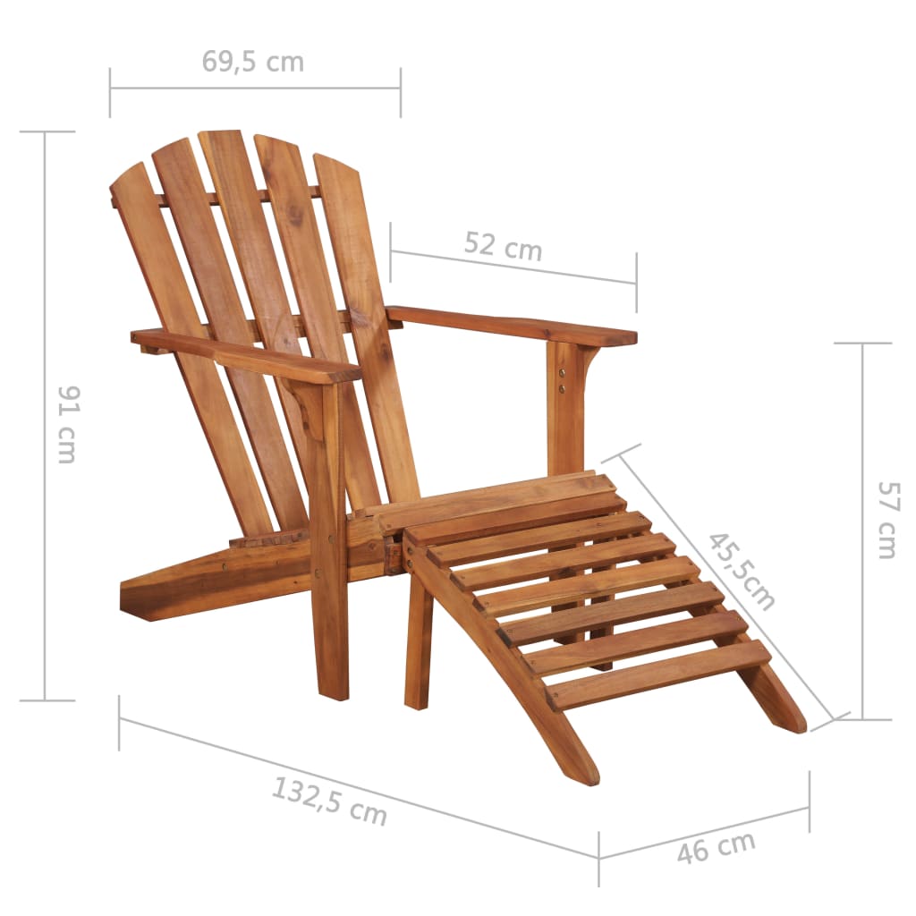 Sedia da Giardino Adirondack con Poggiapiedi Massello di Acacia - homemem39