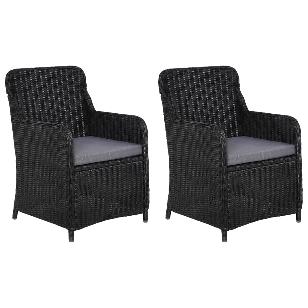 Sedie da Esterno con Cuscini 2 pz Polyrattan Nero - homemem39