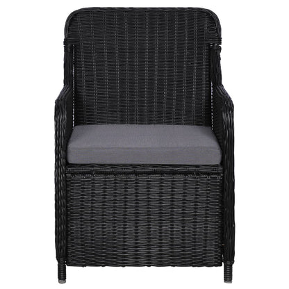 Sedie da Esterno con Cuscini 2 pz Polyrattan Nero - homemem39