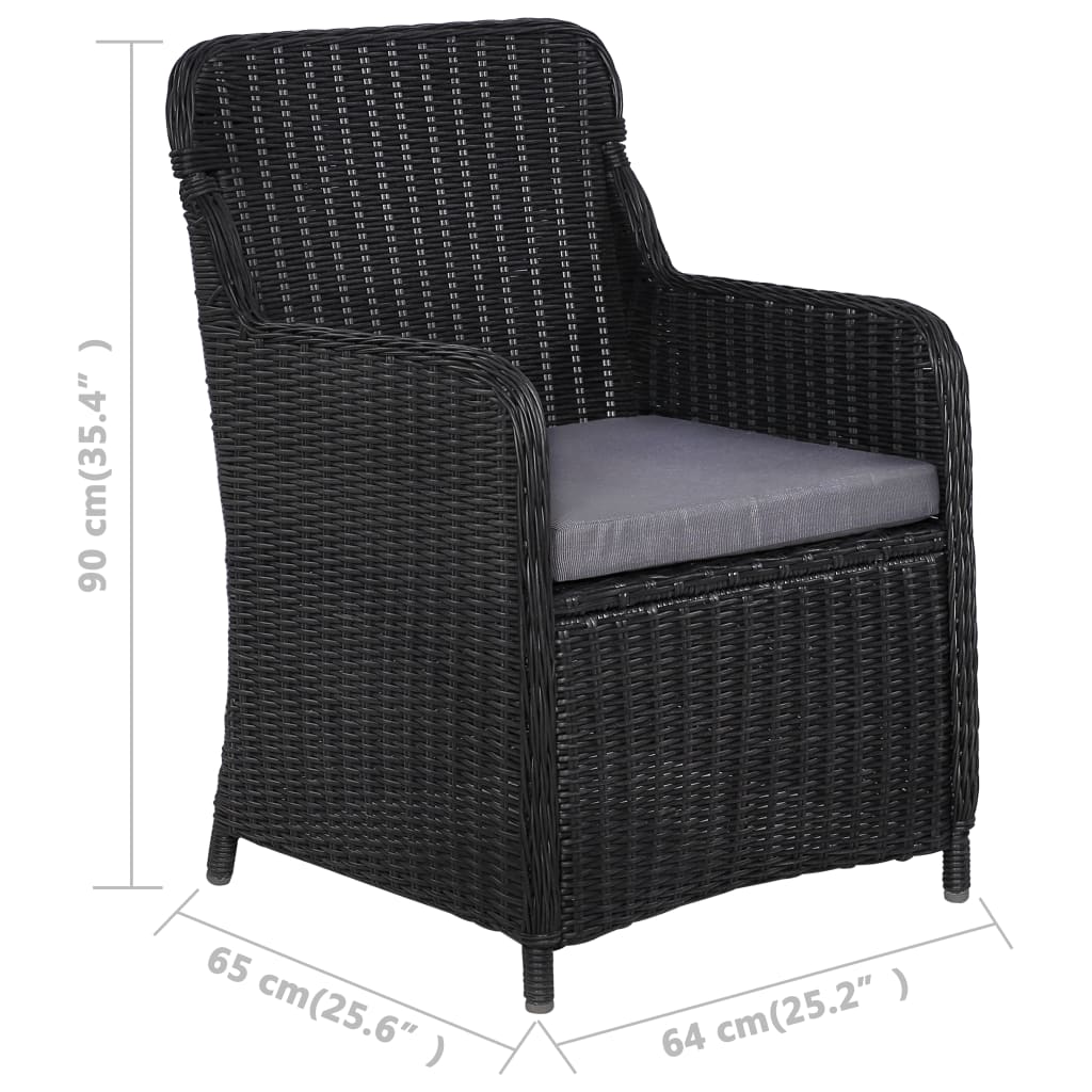 Sedie da Esterno con Cuscini 2 pz Polyrattan Nero - homemem39