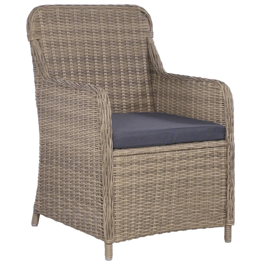 Sedie da Esterno con Cuscini 2 pz in Polyrattan Marrone - homemem39