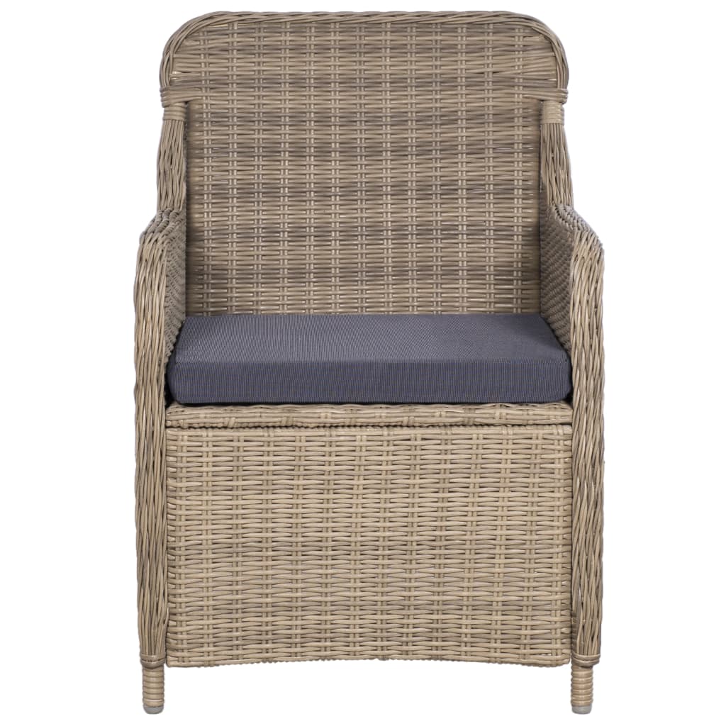 Sedie da Esterno con Cuscini 2 pz in Polyrattan Marrone - homemem39