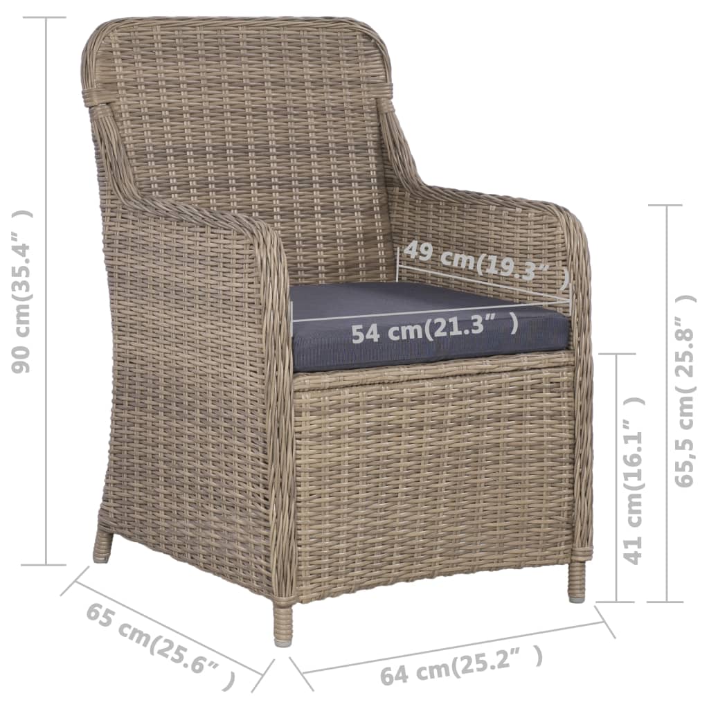 Sedie da Esterno con Cuscini 2 pz in Polyrattan Marrone - homemem39