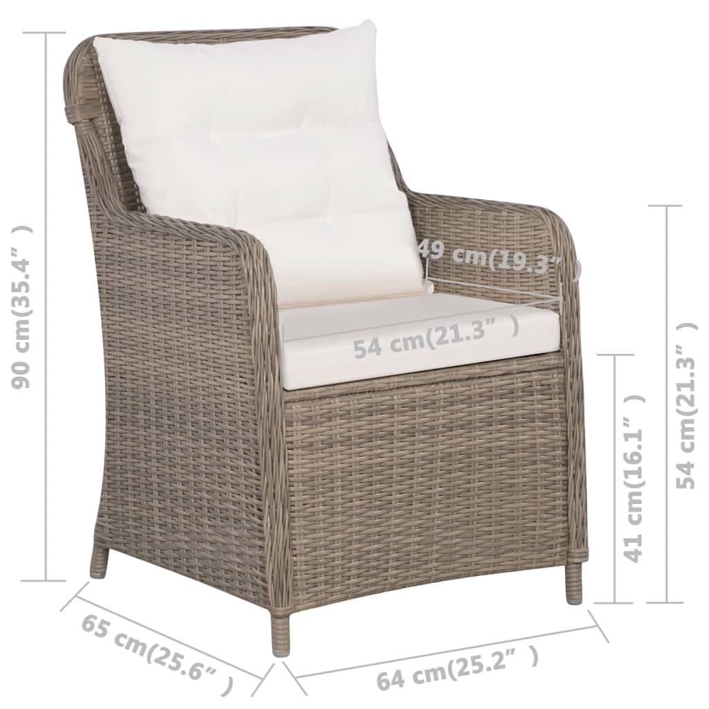 Sedie da Esterno con Cuscini 2 pz in Polyrattan Marrone - homemem39