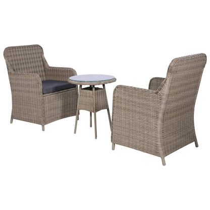 Set da Bistro 3 pz con Cuscini in Polyrattan Marrone - homemem39