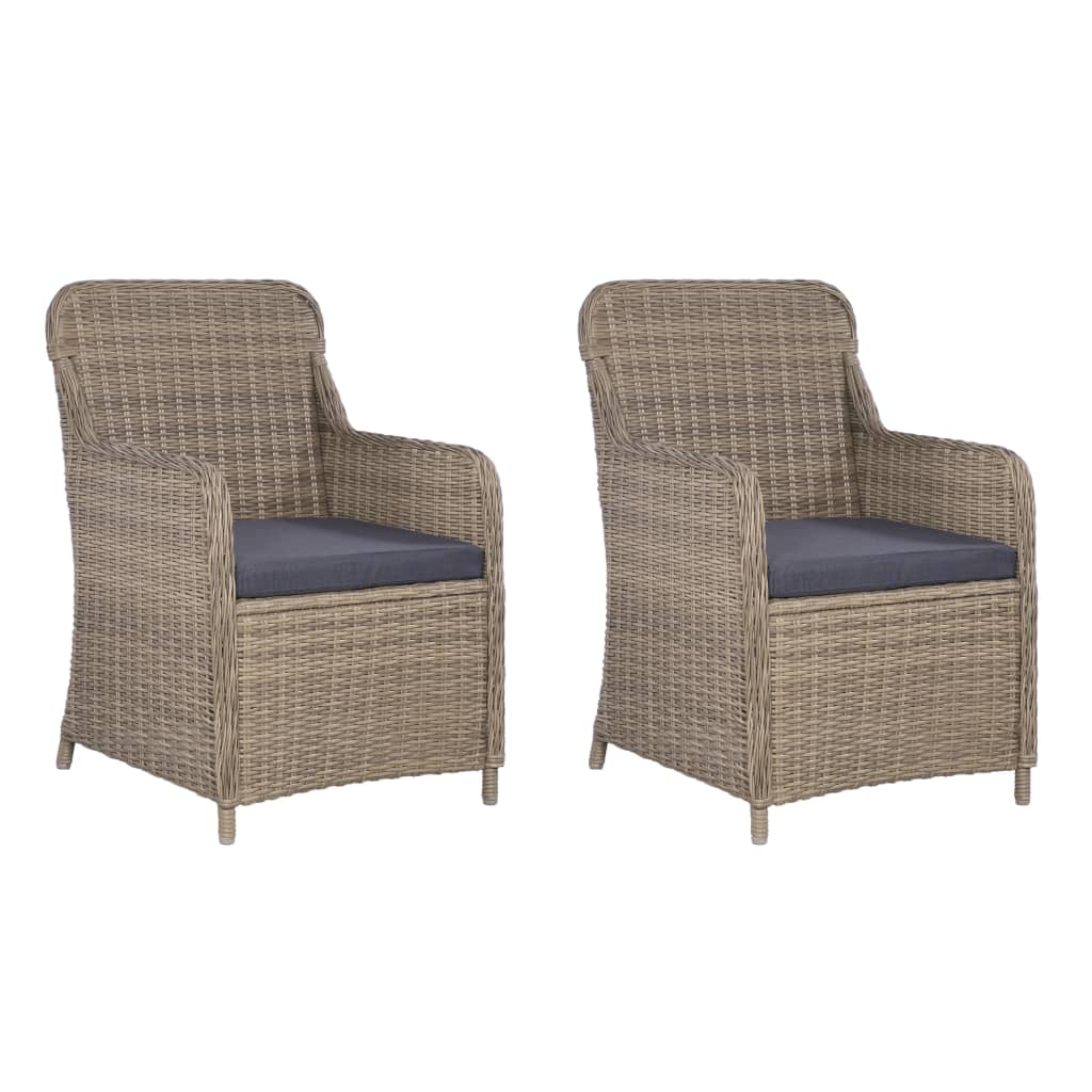 Set da Bistro 3 pz con Cuscini in Polyrattan Marrone - homemem39