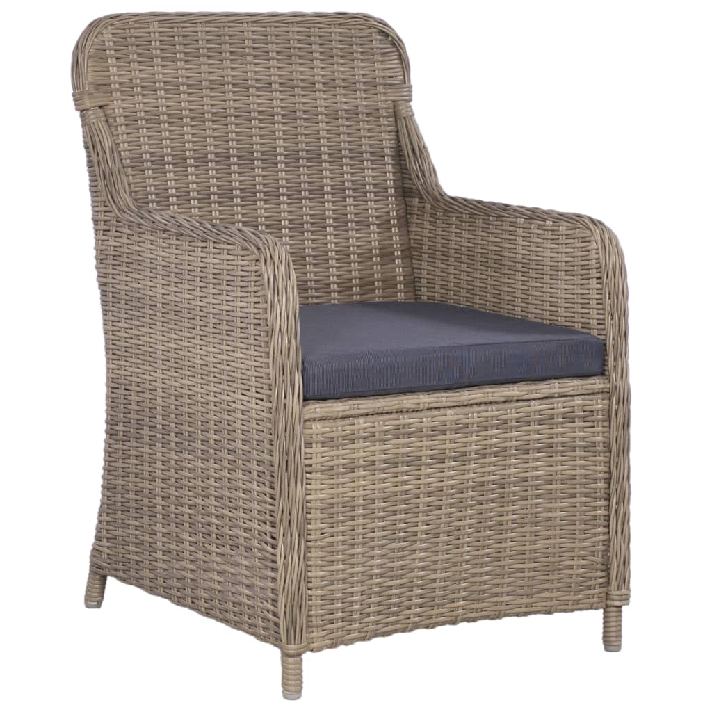 Set da Bistro 3 pz con Cuscini in Polyrattan Marrone - homemem39