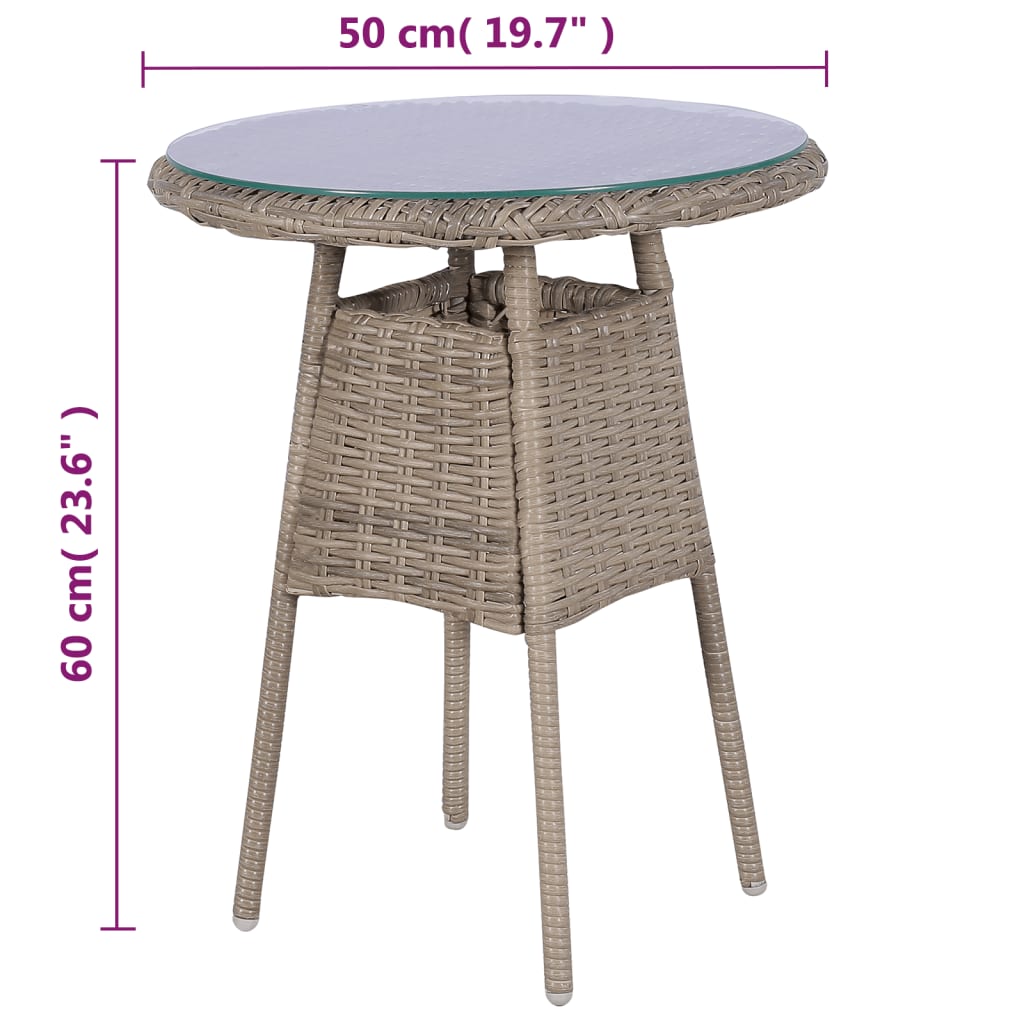 Set da Bistro 3 pz con Cuscini in Polyrattan Marrone - homemem39