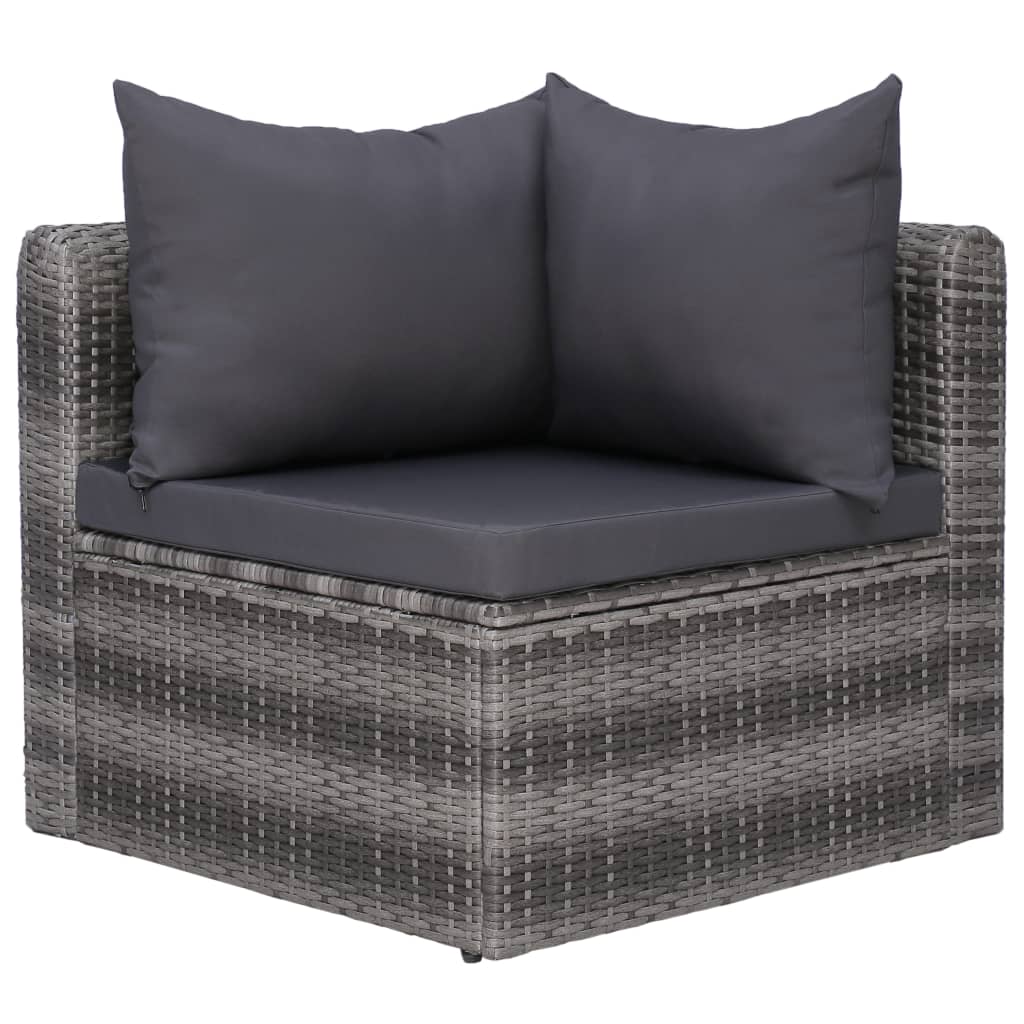 Set Divani da Giardino 8 pz con Cuscini in Polyrattan Grigio - homemem39