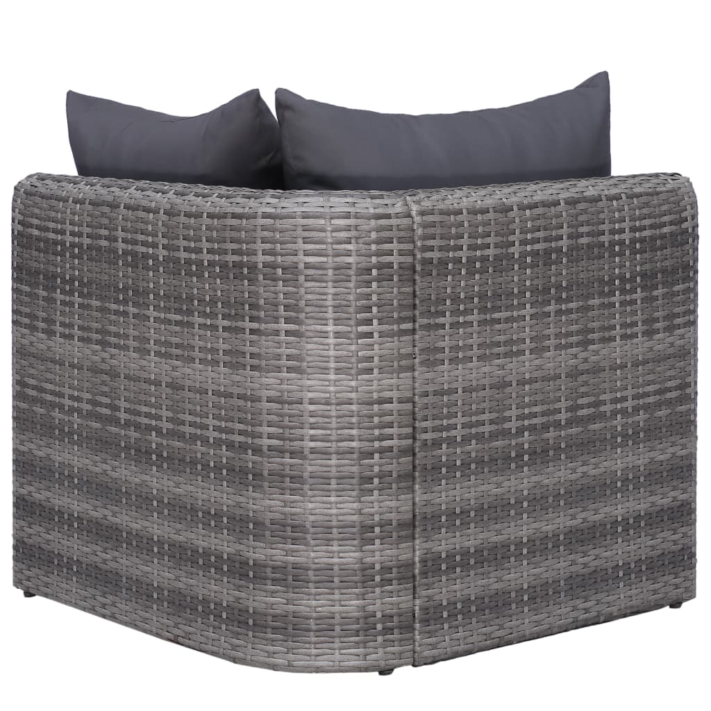 Set Divani da Giardino 8 pz con Cuscini in Polyrattan Grigio - homemem39