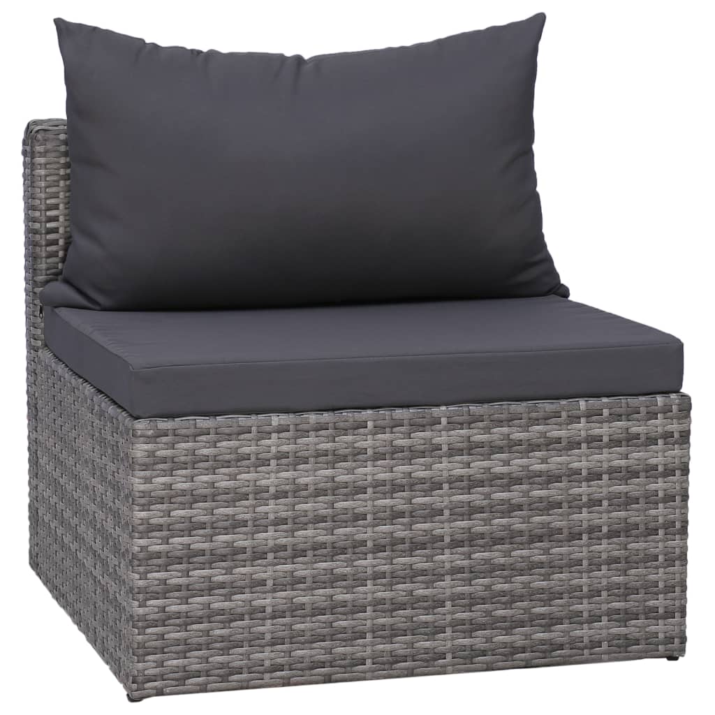 Set Divani da Giardino 8 pz con Cuscini in Polyrattan Grigio - homemem39