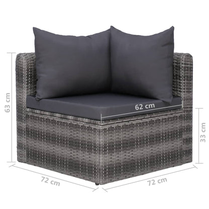 Set Divani da Giardino 8 pz con Cuscini in Polyrattan Grigio - homemem39