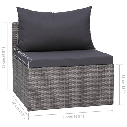 Set Divani da Giardino 8 pz con Cuscini in Polyrattan Grigio - homemem39