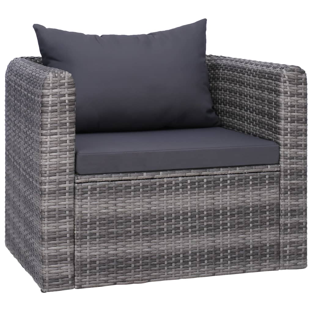 Set Divani da Giardino 7 pz con Cuscini in Polyrattan Grigio - homemem39