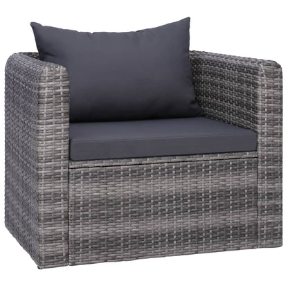 Set Divani da Giardino 7 pz con Cuscini in Polyrattan Grigio - homemem39