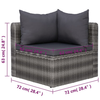 Set Divani da Giardino 7 pz con Cuscini in Polyrattan Grigio - homemem39