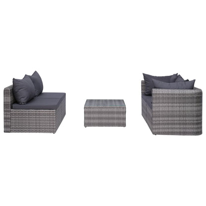 Set Divani da Giardino 5 pz con Cuscini in Polyrattan Grigio - homemem39