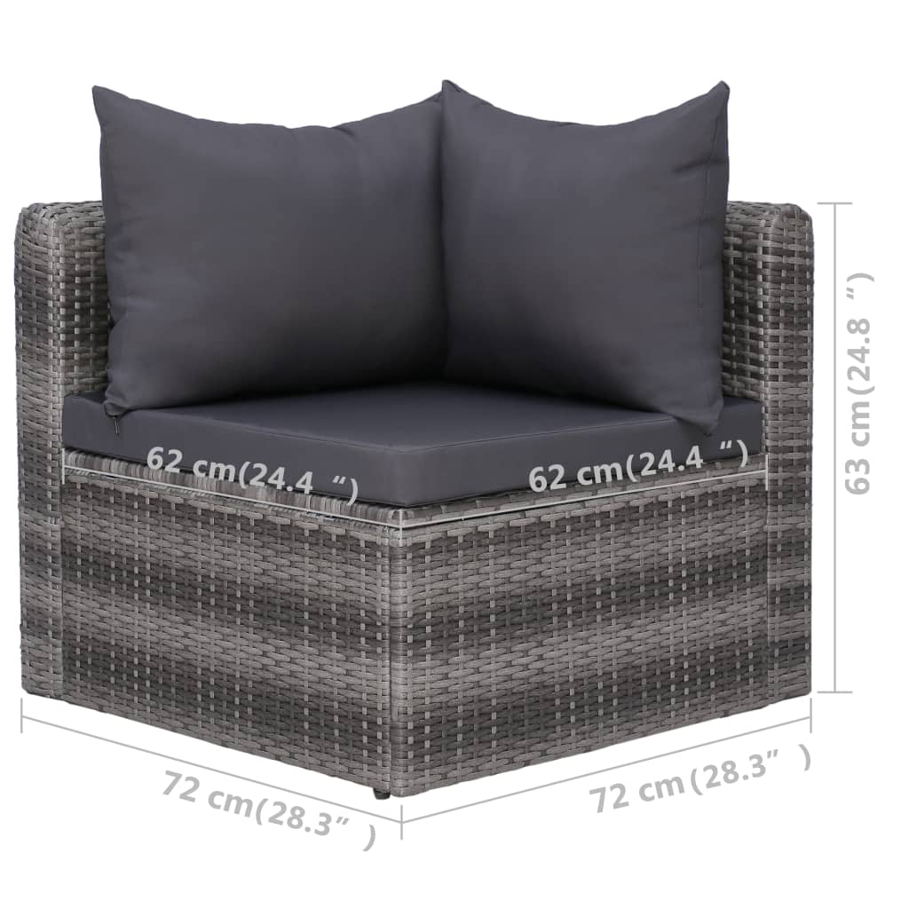 Set Divani da Giardino 5 pz con Cuscini in Polyrattan Grigio - homemem39