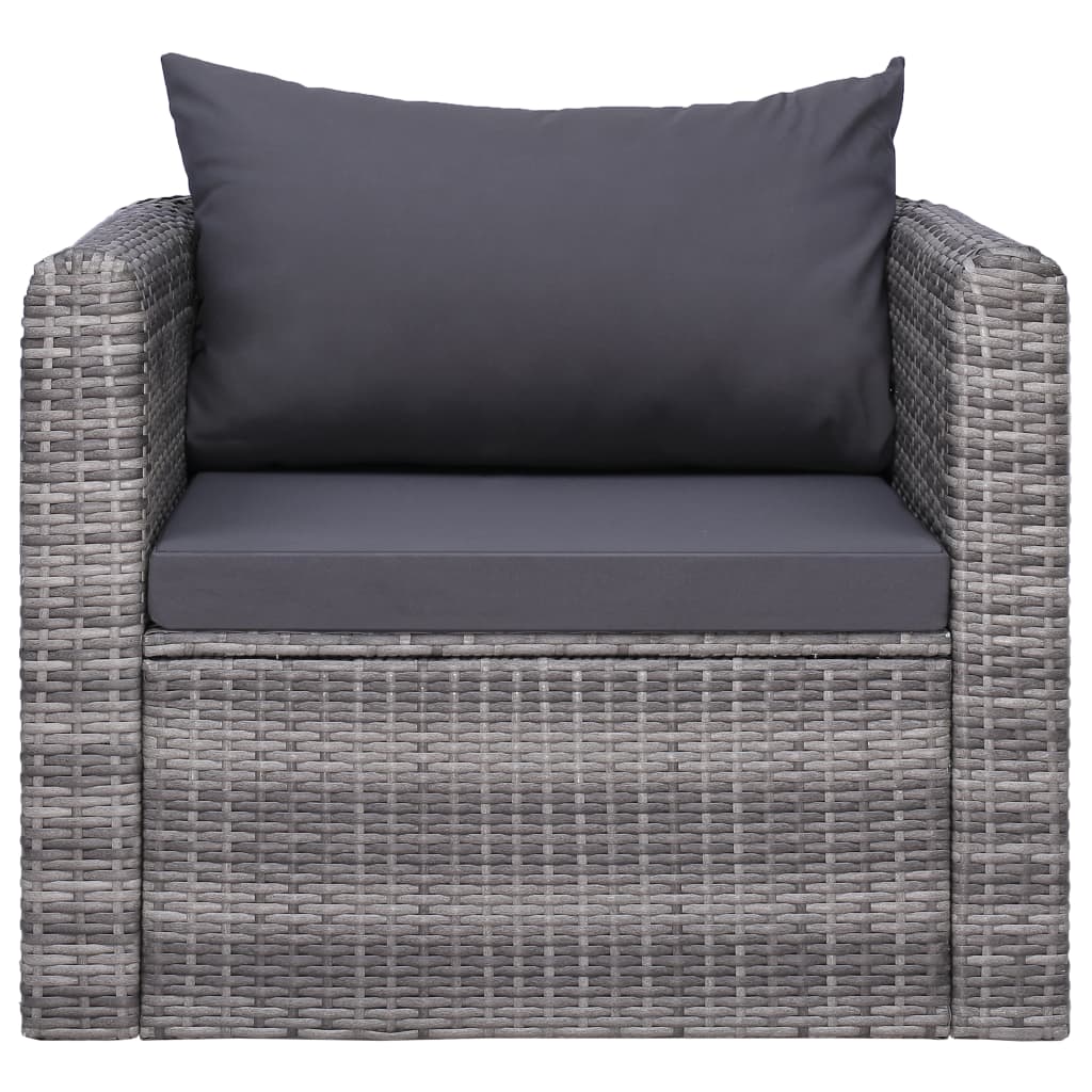 Sedia da Giardino con Cuscini in Polyrattan Grigio - homemem39