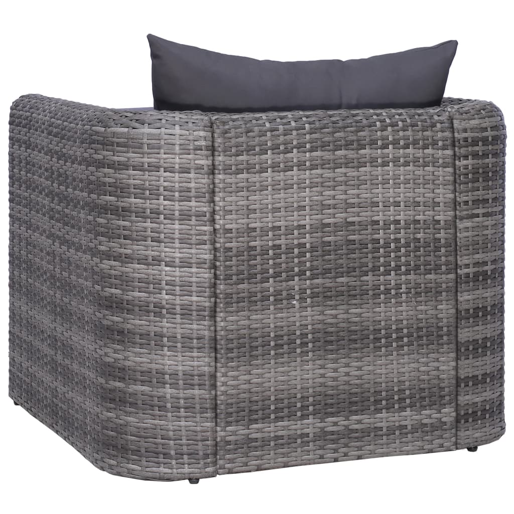 Sedia da Giardino con Cuscini in Polyrattan Grigio - homemem39