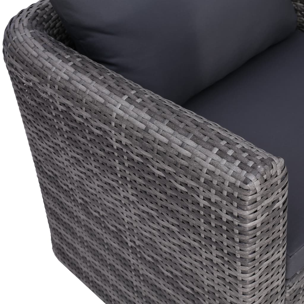 Sedia da Giardino con Cuscini in Polyrattan Grigio - homemem39