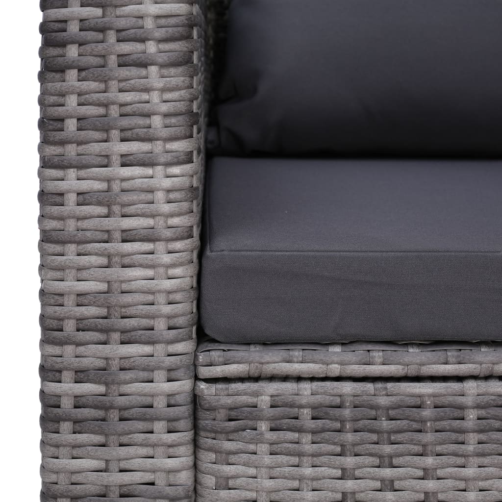 Sedia da Giardino con Cuscini in Polyrattan Grigio - homemem39