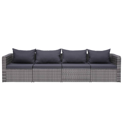 Set Divani da Giardino 4 pz con Cuscini Grigio in Polyrattan - homemem39