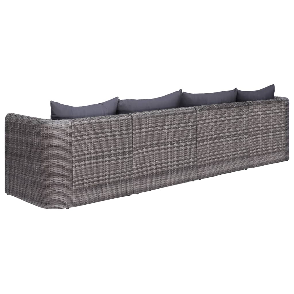 Set Divani da Giardino 4 pz con Cuscini Grigio in Polyrattan - homemem39