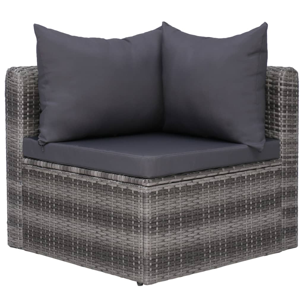 Set Divani da Giardino 4 pz con Cuscini Grigio in Polyrattan - homemem39