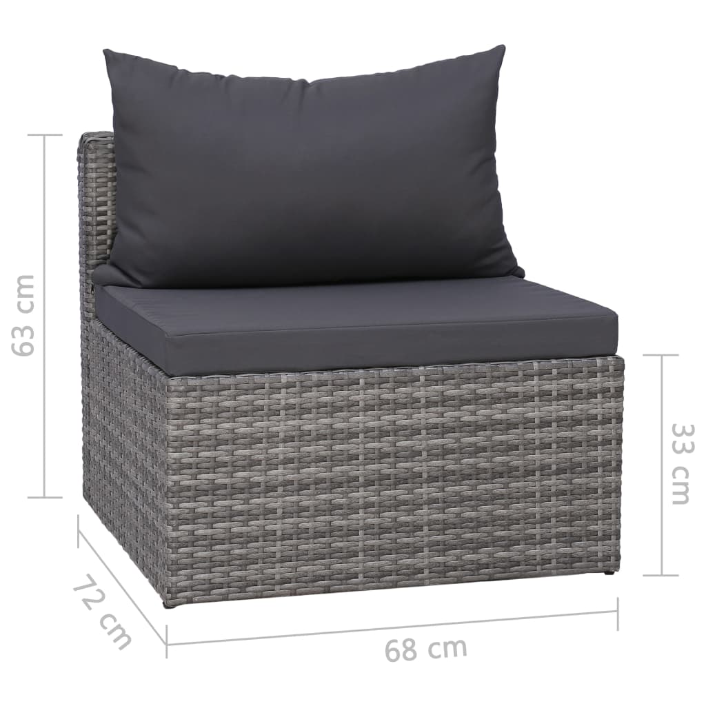 Set Divani da Giardino 4 pz con Cuscini Grigio in Polyrattan - homemem39