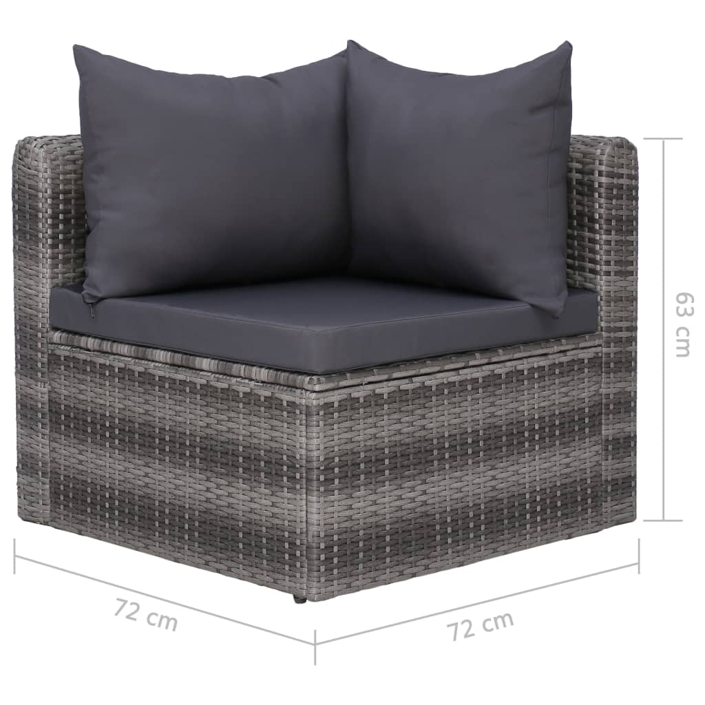 Set Divani da Giardino 4 pz con Cuscini Grigio in Polyrattan - homemem39