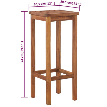 Sgabelli da Bar 2 pz in Legno Massello di Acacia - homemem39