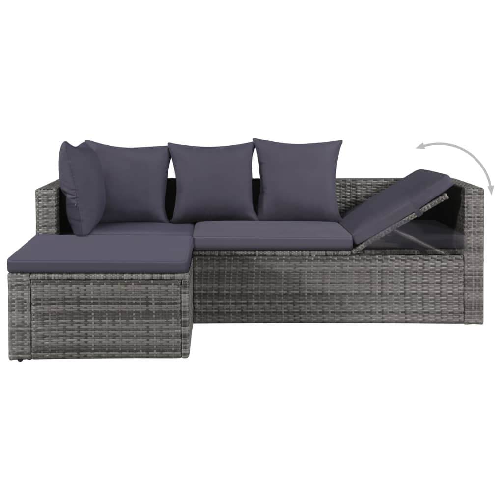 Set Divani da Giardino 4 pz con Cuscini in Polyrattan Grigio - homemem39